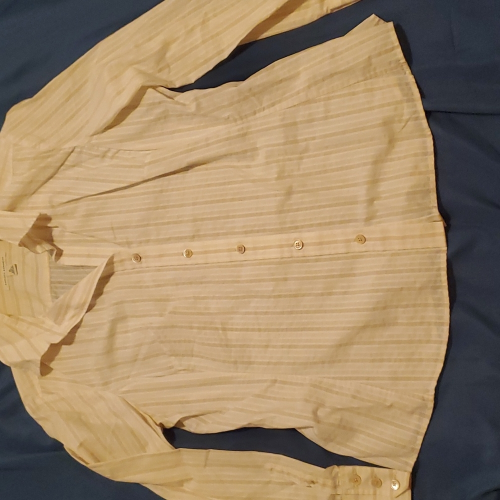 Banana Republic white and tan striped button front shirt